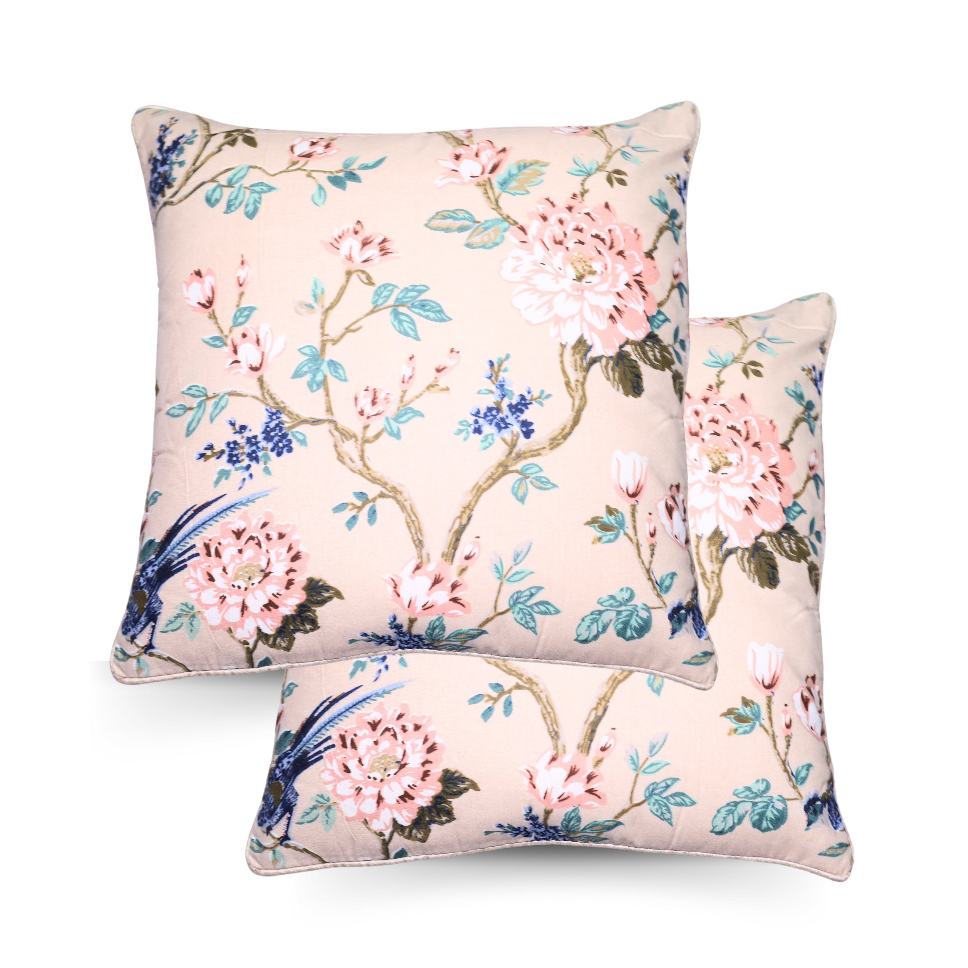 ALLURING SINGLE CUSHION COVER  TREE WITH FLOWR LEAVE 40CMX40CM