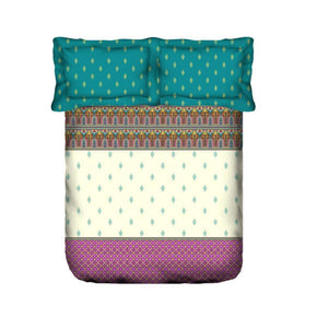 STELLAR SUPER SOFT COTTON PRINTED PASTEL BLUE GEOMETRIC MULTICOLOR DOUBLE BEDSHEET