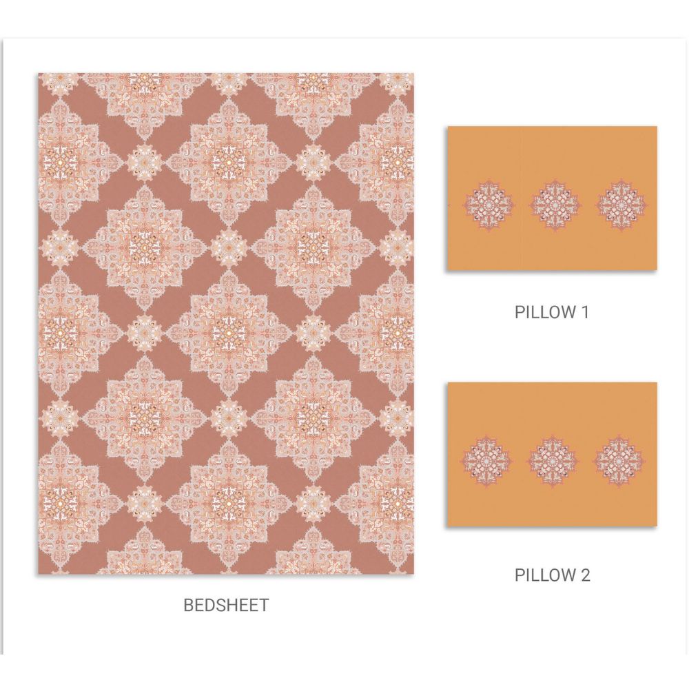 CARNIVAL GOLD JHAROKHA MAUVE KING SIZE BED SHEET