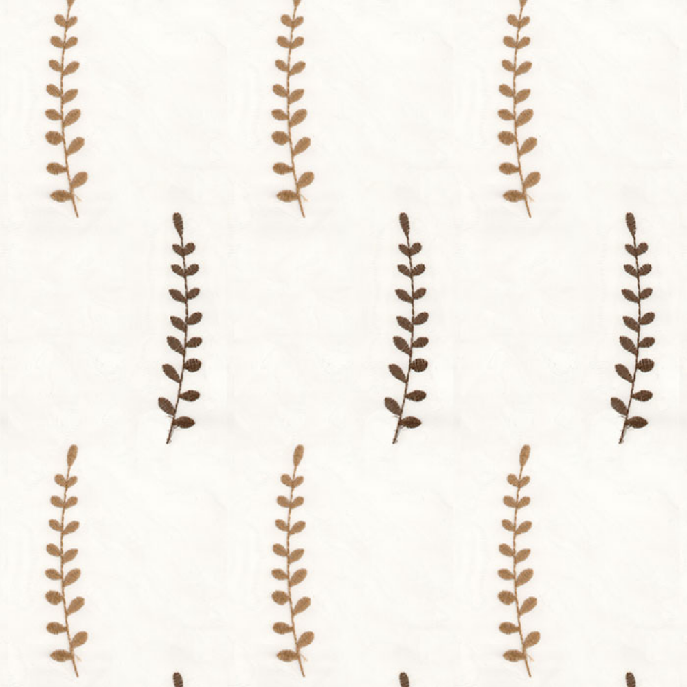 EMBROIDERY MAJESTIC LEAF BUTTA POLYESTER  SHEER CURTAIN  FABRICS A