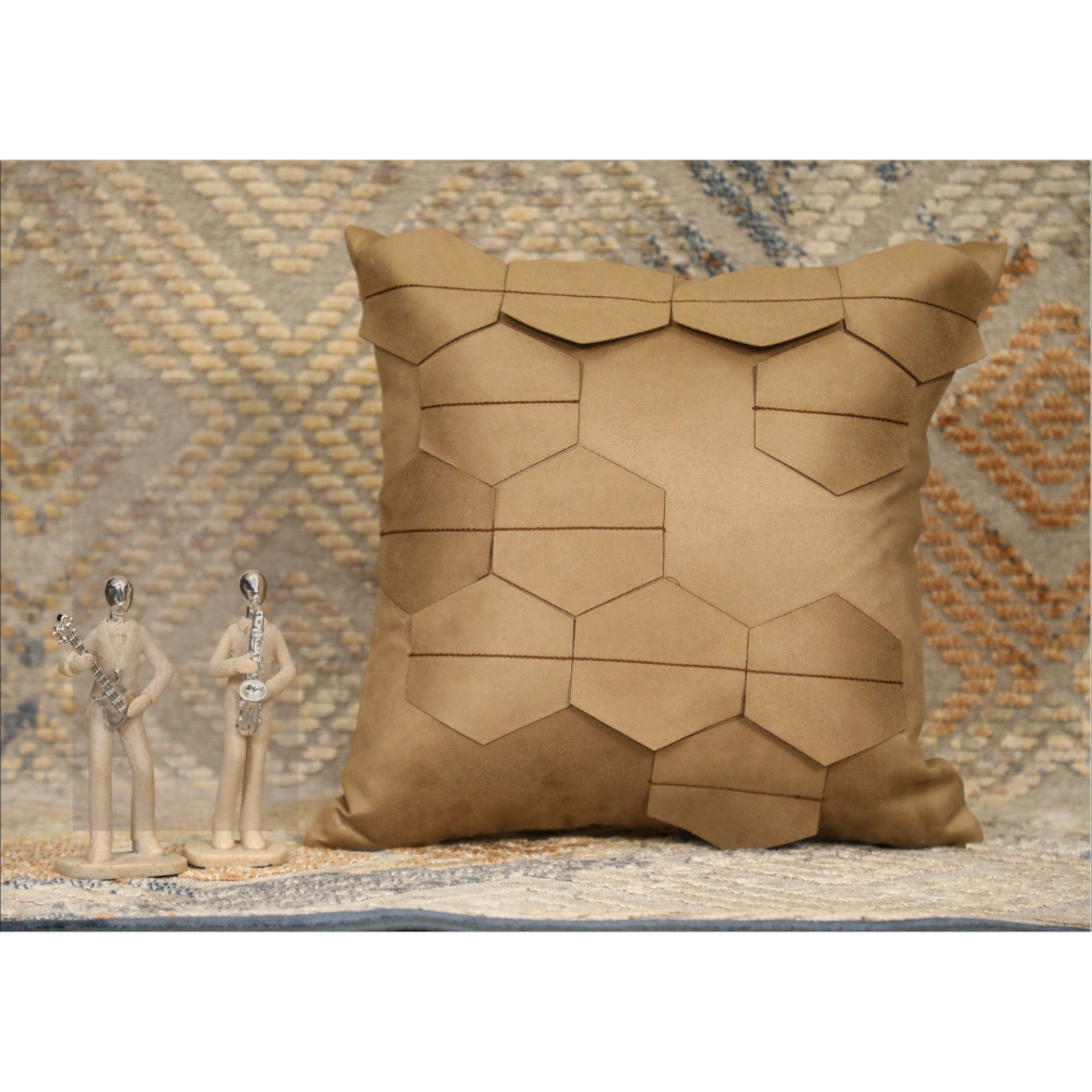 Geometric Colour Block Designer Cushion Cover Flap zip Golden