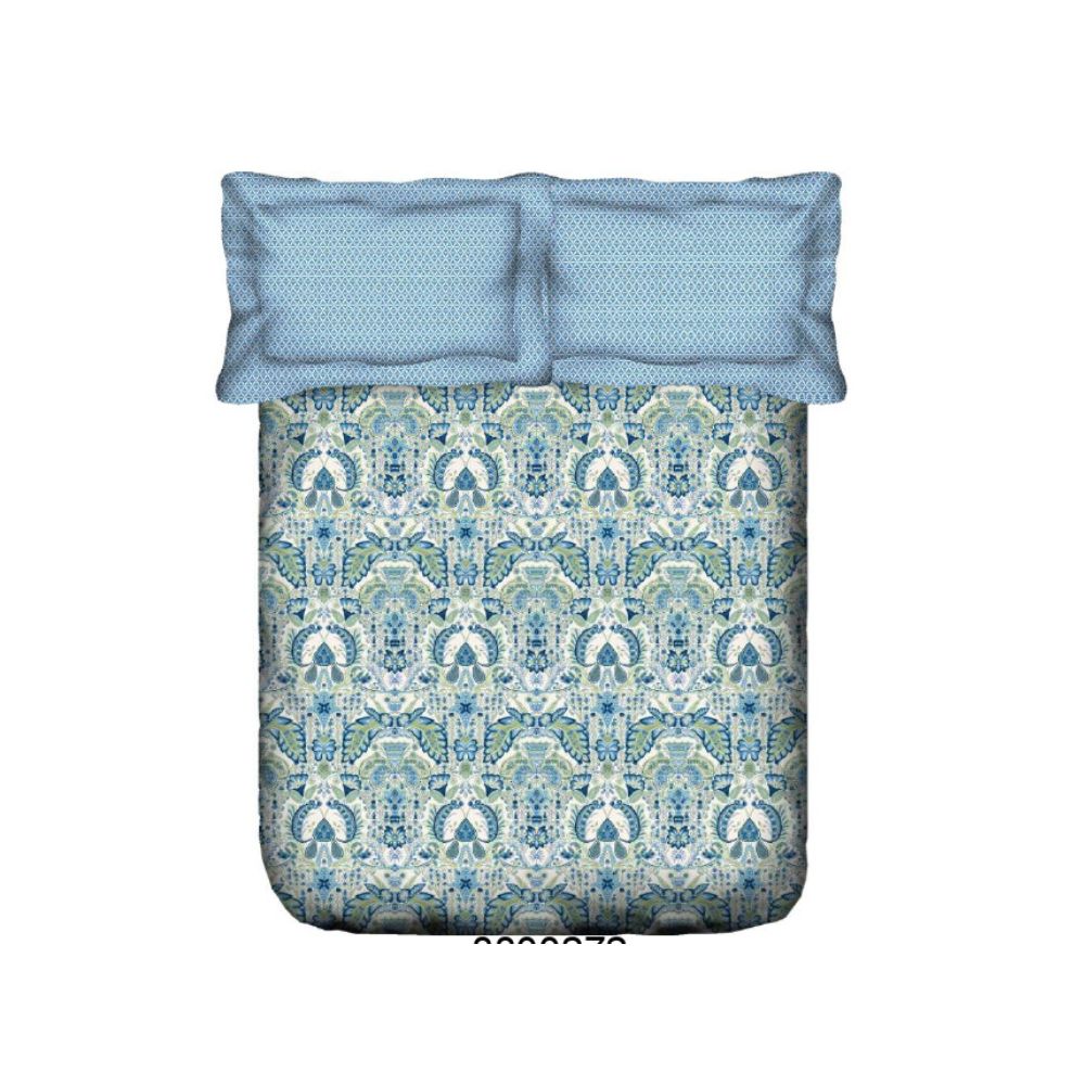 DAZZLE PRINTED GEOMETRIC BLUE COTTON DOUBLE BEDSHEET