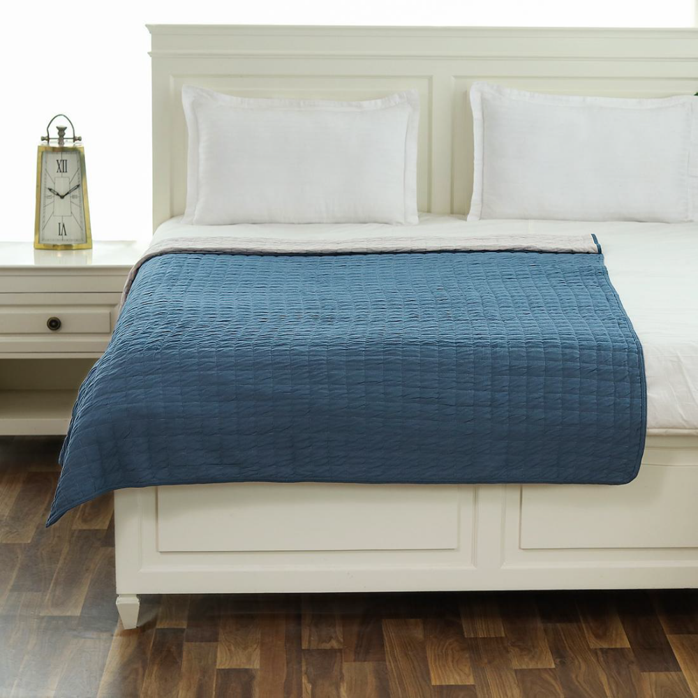 Square Check Single Bed Lightweight Quilt Blanket