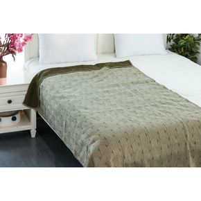 Parquet Two Tone Single Bed Lightweight Quilt Blanket Oak & Seaweed Green