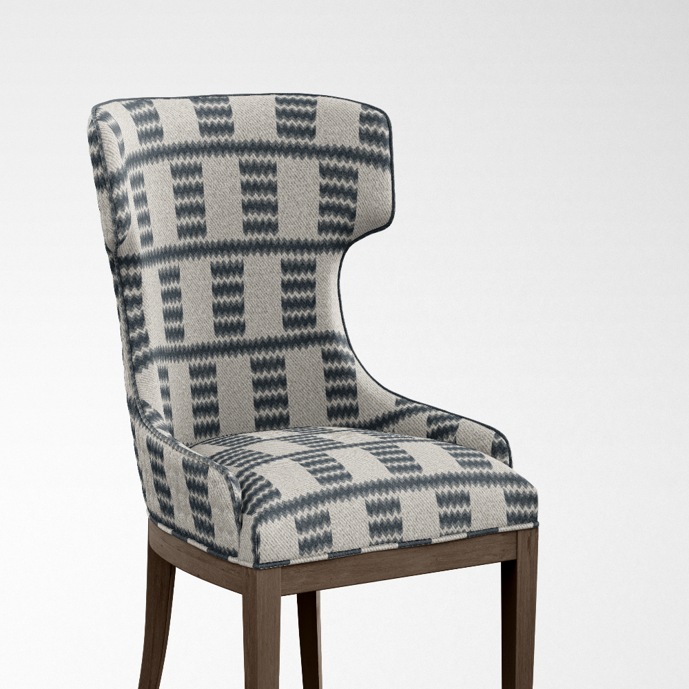 SOHO UPHOLSTERY JUITE POLYESTR FABRICS GEOMETRIC STRIPE DARK BLUE RAFFIA
