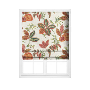 MODERN COUNTRY BLIND FABRICS  PRINTED BROWN LEAF POLYESTER LINEN