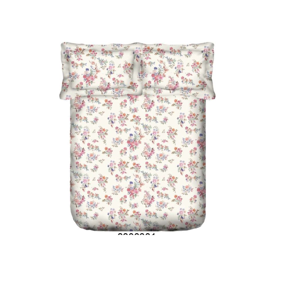 ELDORA AW BEDSHEET SUPER  KING SIZE RED BLUE FLOWER  COTTON
