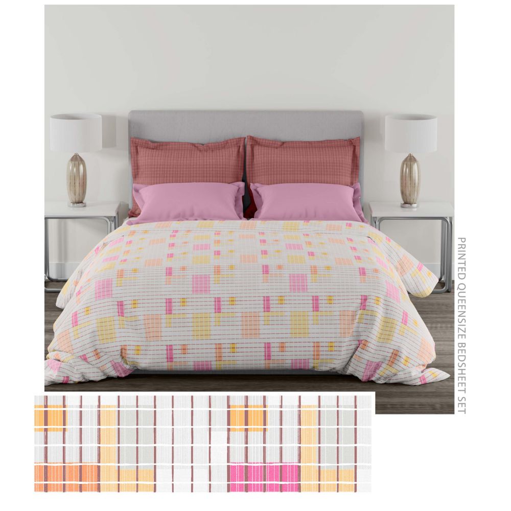 BROADWAY PINK COTTON QUEEN SIZE BEDSHEET