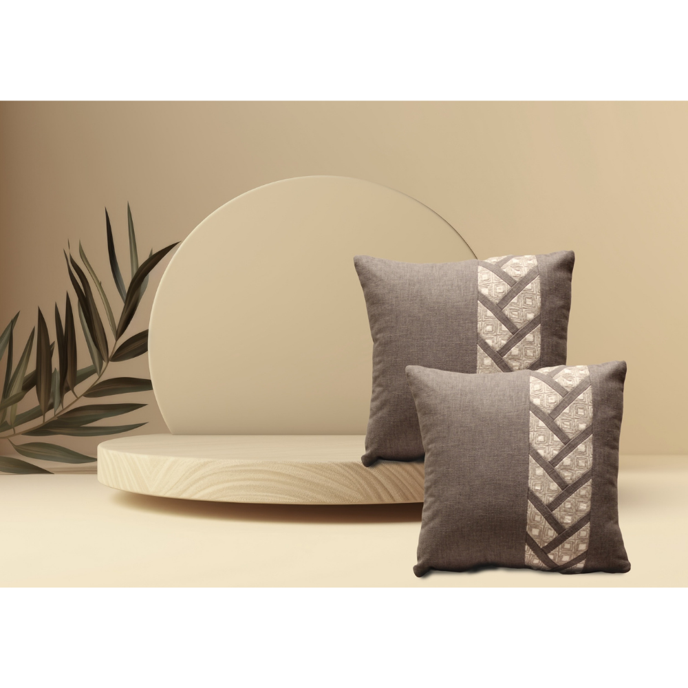 Cotton Texured Flap Designe Cushion Cover Conceal Zip GRAY