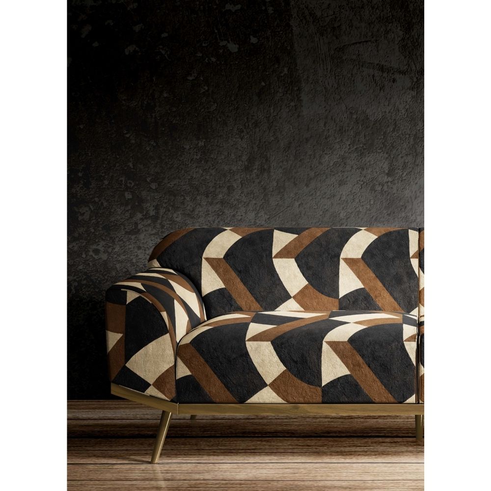 BEYOND BLACK  GEOMETRIC BLACK WHITE BROWN SOFA FABRICS
