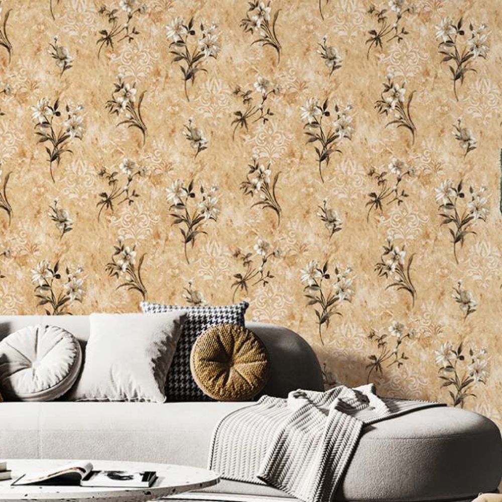 LIBSON PRINT TEXTURE FLOWER BROWN HOME DECOR WALL COVER  WALLPAPER