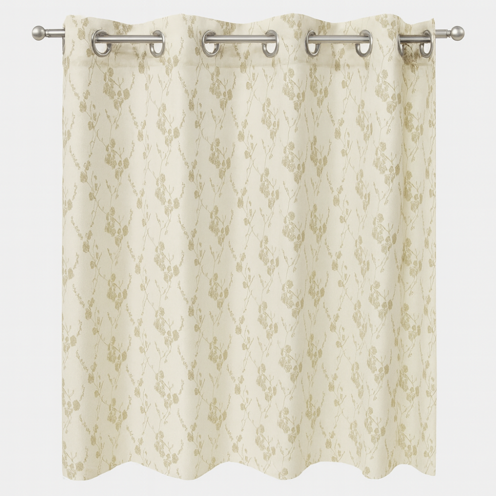 Elegant Floral Embroidered Eyelet Curtain – 100% Polyester, Premium Ready-Made Panel