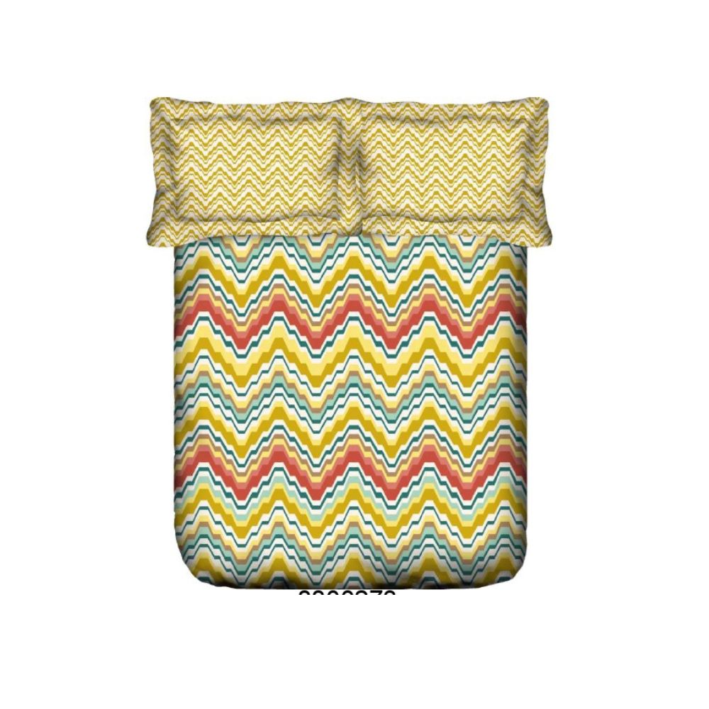 DAZZLE COTTON YELLOW RED PRINTED DOUBLE SET WITH 2 POLLOW COVER  BEDSHEET