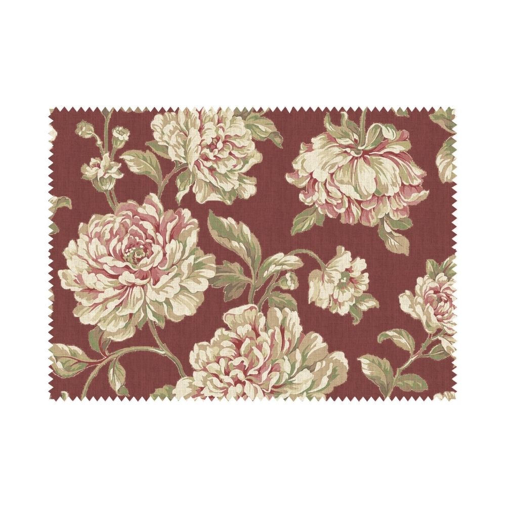 ENGLISH COTTAGE BASE RED FLOWER PRINT  UPHOLSTERY FABRICS
