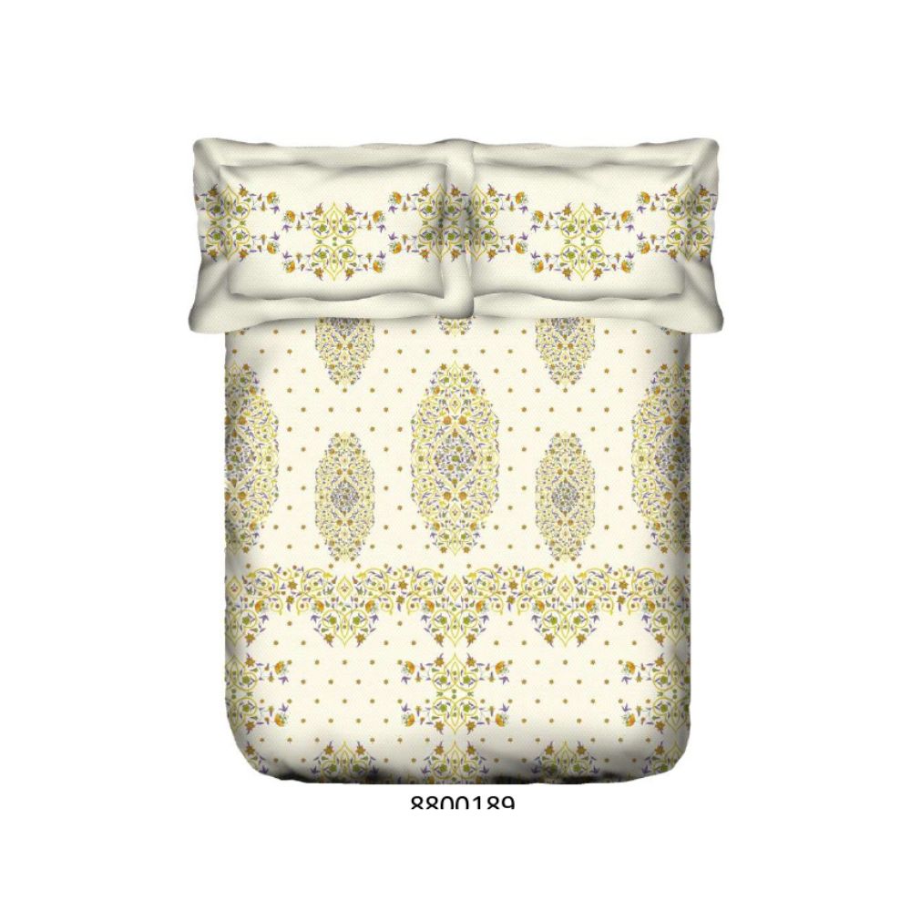 STELLAR SUPER SOFT COTTON GEOMETRIC PRINTED YELLOW DOUBLE BEDSHEET