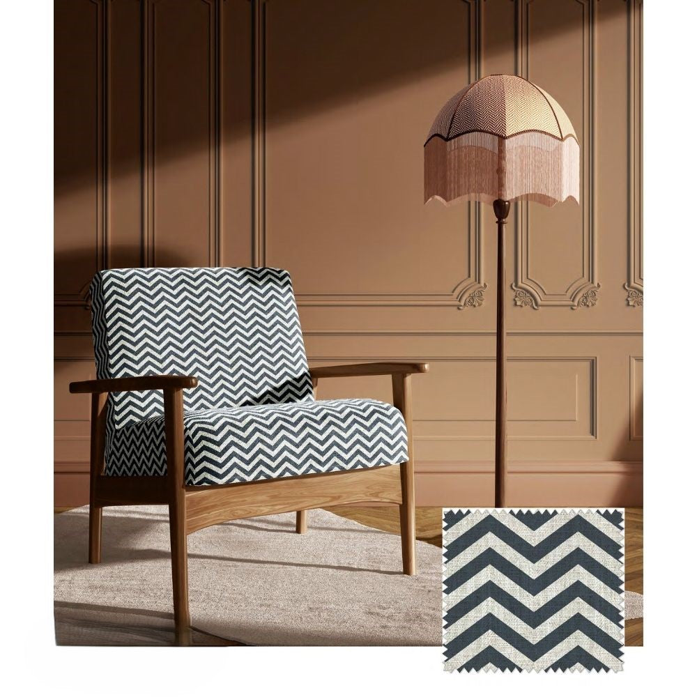 THE WHITE UPHOLSTERY ZIGZAG POLYESTER LINEN   FABRIC