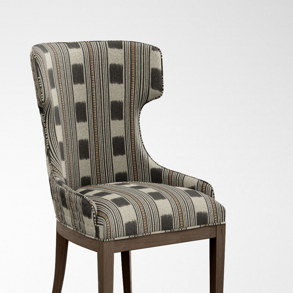 Soho Sofa Febric JUITE POLYESTER  CHECK STRIPE BLACK RAFFIA - 125