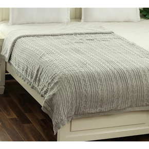 Arch Cable Single Bed Size Knitted Sherpa Blanket