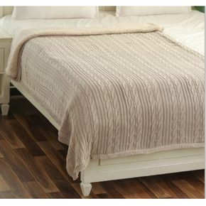 Arch Cable Single Bed Size Knitted Sherpa Blanket Pale Whisper