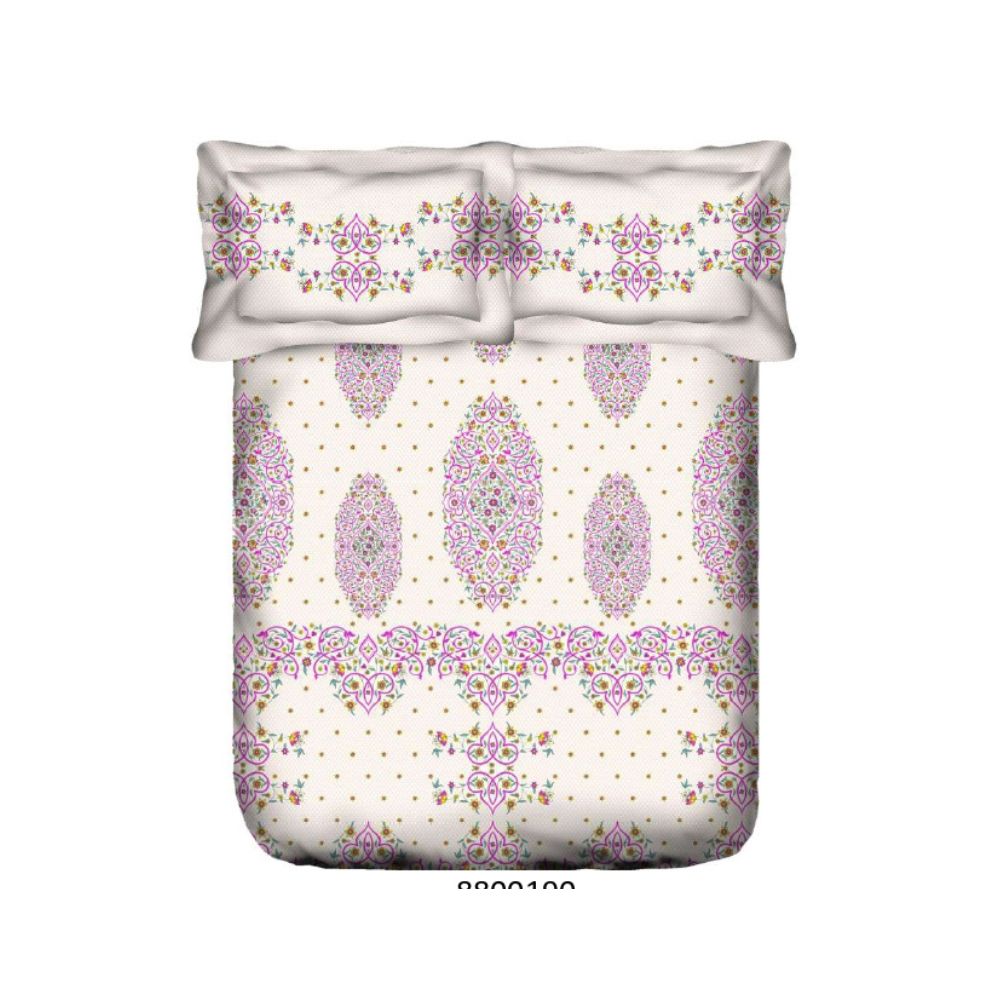 STELLAR SUPER SOFT COTTON PRINTED GEOMETRIC PINK DOUBLE BEDSHEET