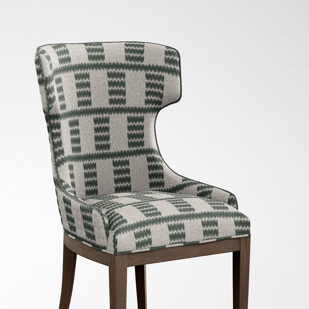 Soho Sofa Febric juite polyester raffia geoemtric green RF - 131