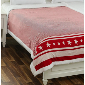 Stripe Star Single Size Sherpa Blanket