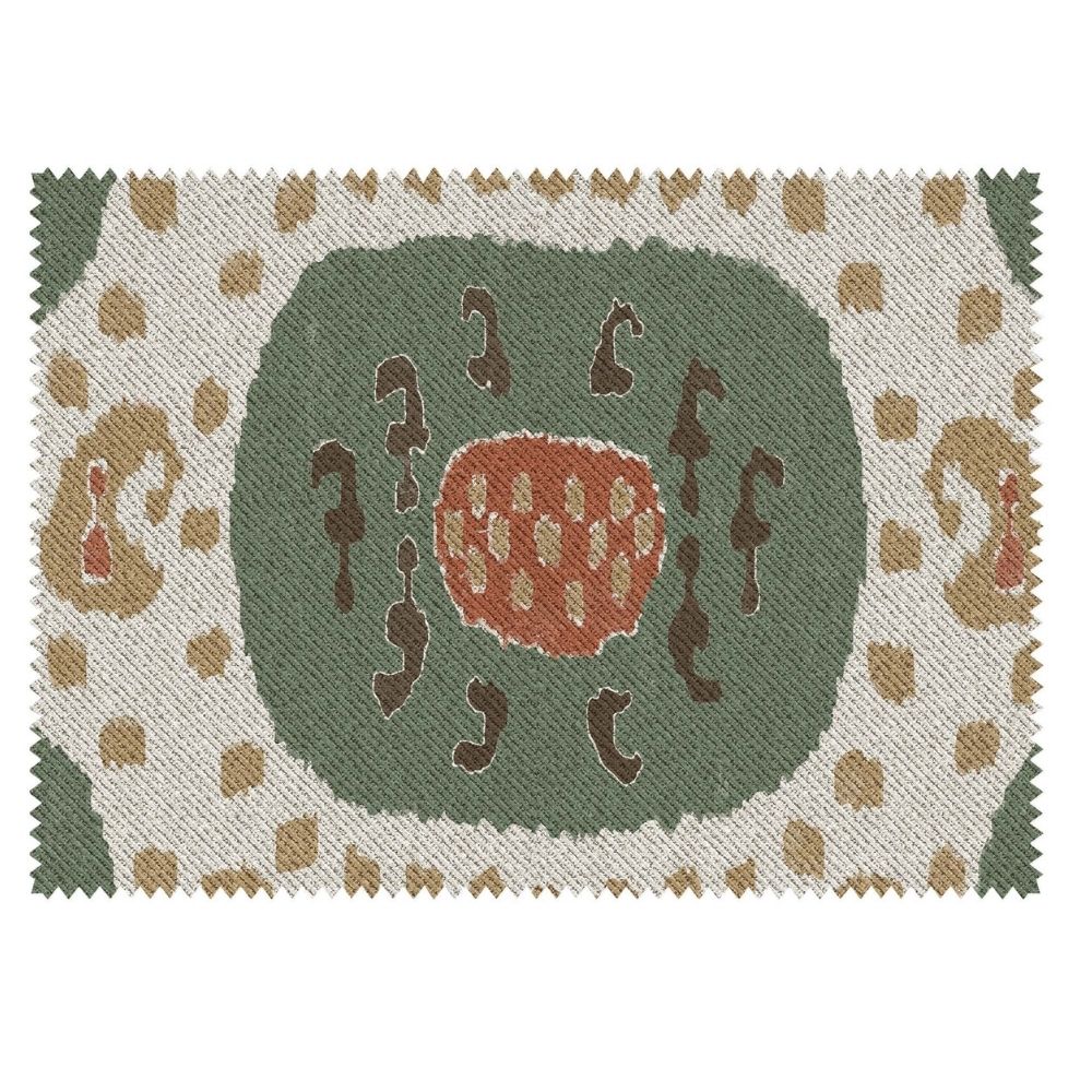 IKAT-II GEOEMTRIC MULTICOLOR WHITE GREEN RED UPHOLSTERY AND CUSHION COVER  FABRICS