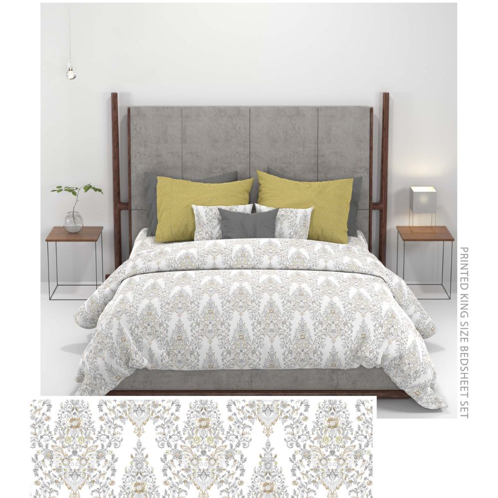 CARNIVAL GOLD KALAKRITI LIME  KING SIZE BED SHEET