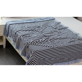 Stripe Single Bed Fur Blanket