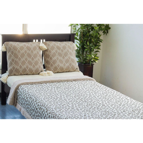 Leopard Single Bed Blanket with Sherpa Back