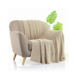 Knitted Purl Knitted AC Throw Blanket Stone