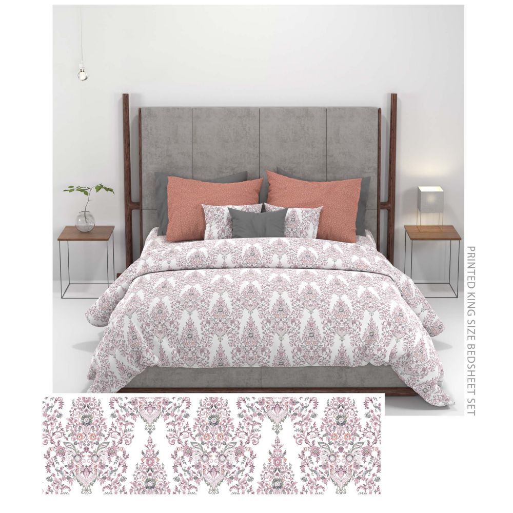 CARNIVAL GOLD KALAKRITI PLUM KING SIZE BED SHEET