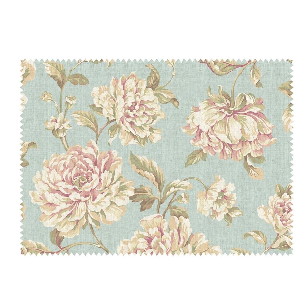 ENGLISH COTTAGE LIGHT BLUE BASE PRINT  CURTAINS FABRICS