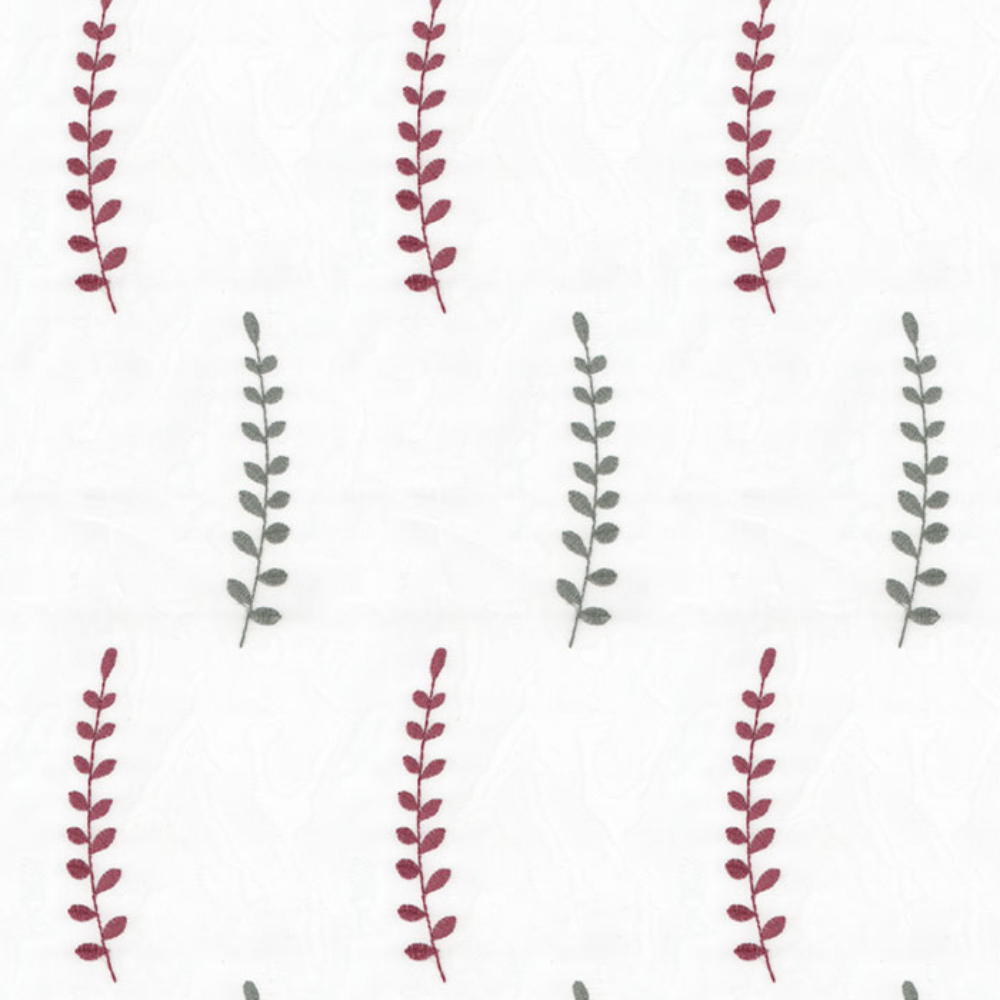 EMBROIDERY MAJESTIC LEAF BUTTA POLYESTER  SHEER CURTAIN  FABRICS B