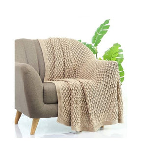 Popcorn Knit Knitted AC Throw Blanket LINEN
