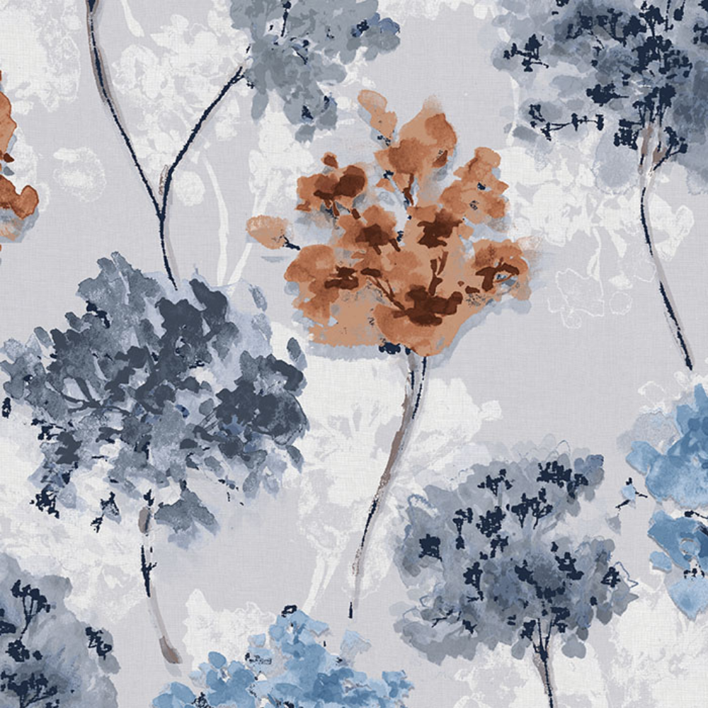 EXPRESSION PRINT POLYESTER ABSTRACT FLOWER MAIN CURTAIN FABRIC