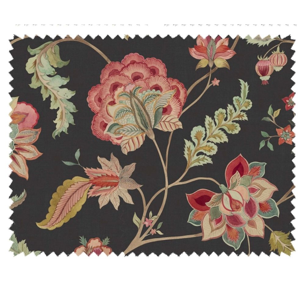 DURBAR VELVET UPHOLSTERY PRINT BLACK  FABRICS 907