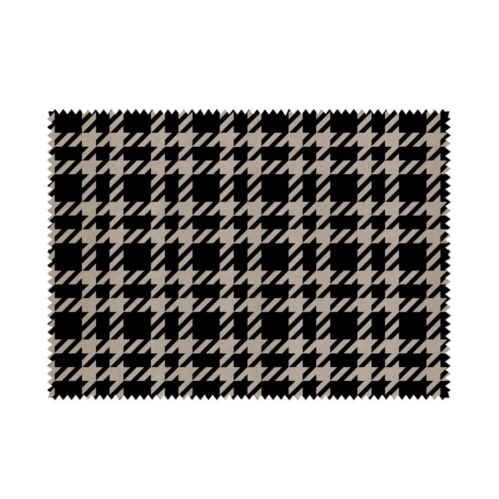 CARBON VELVET UPHOLSTERY  POLYESTER CHECK BLACK FABRICS VT 06