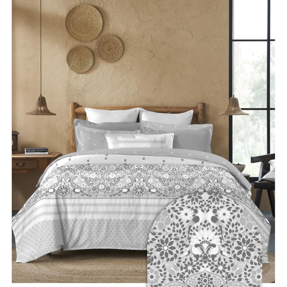 SANSKRITI BIDRI SILVER  KING SIZE BED SHEET