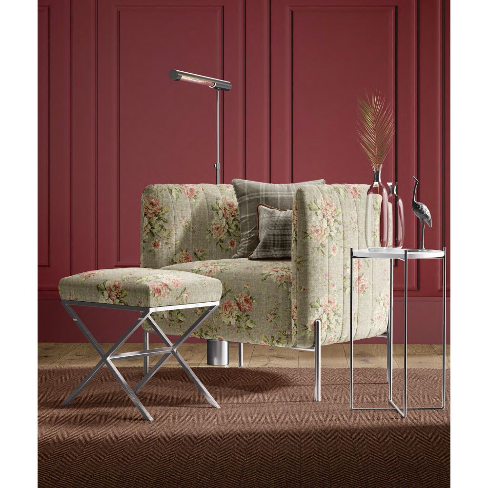 COUNTRY LIGHT GREEN BASE FLOWER   UPHOLSTERY FABRICS