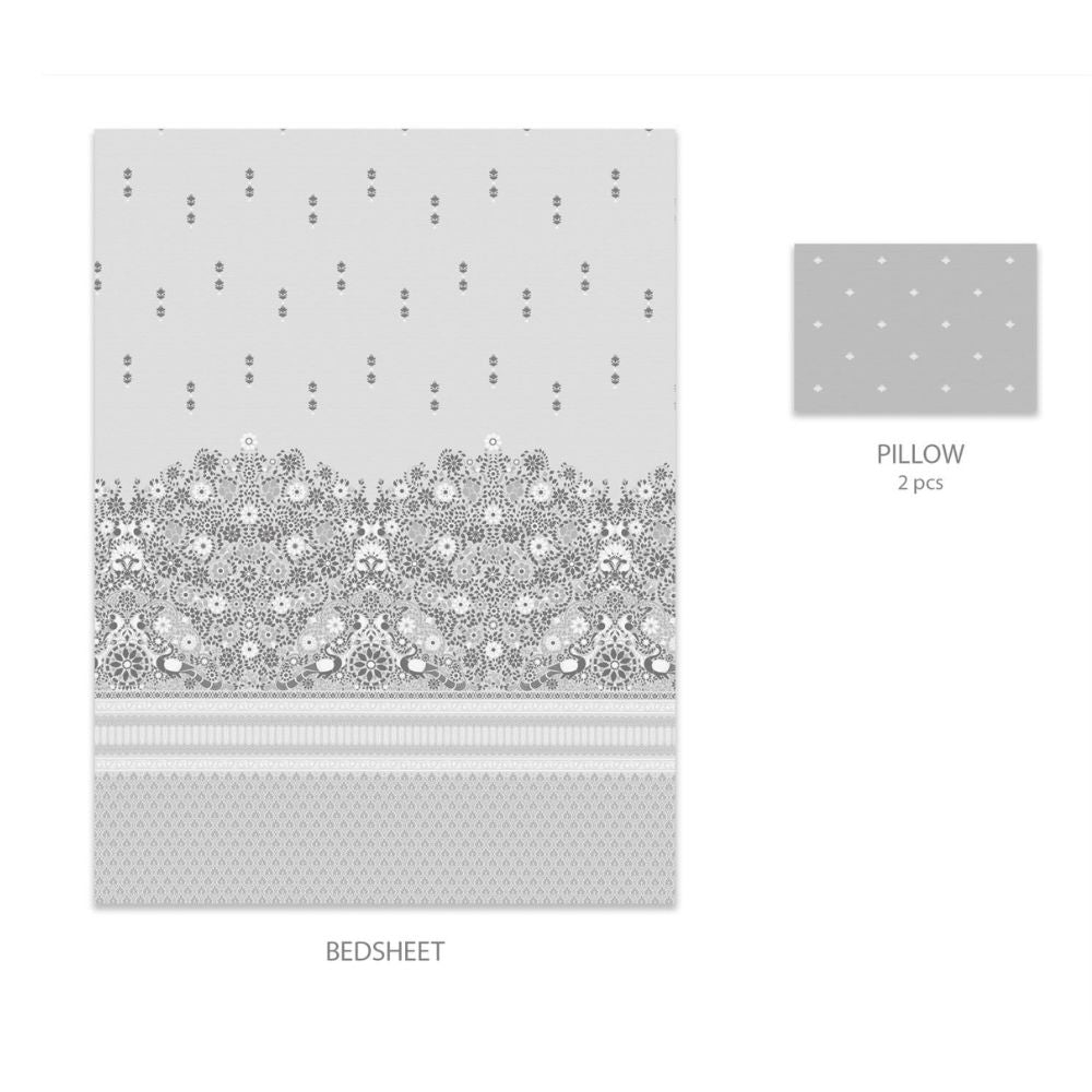 SANSKRITI BIDRI SILVER  KING SIZE BED SHEET