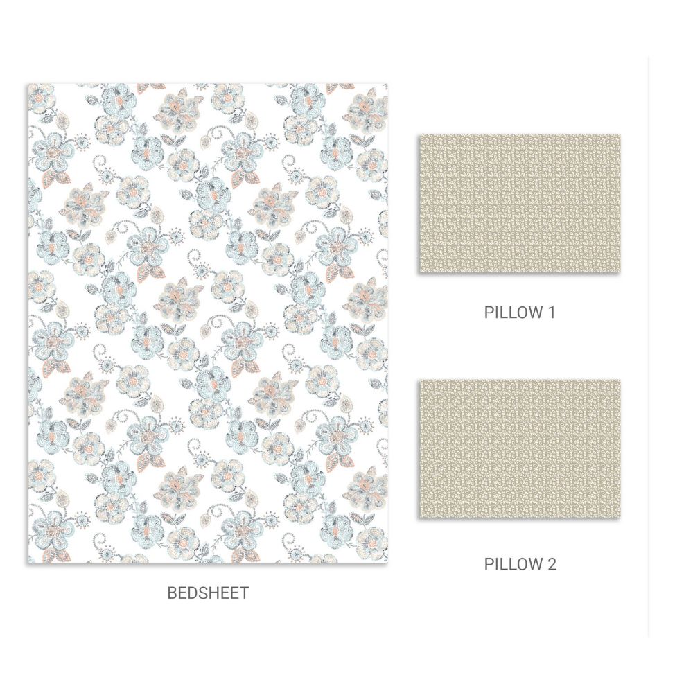 CARNIVAL GOLD PHOOL GREY KING SIZE BED SHEET