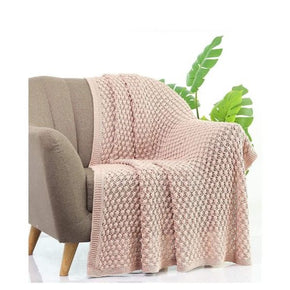 Popcorn Knit Knitted AC Throw Blanket Cameo Pink