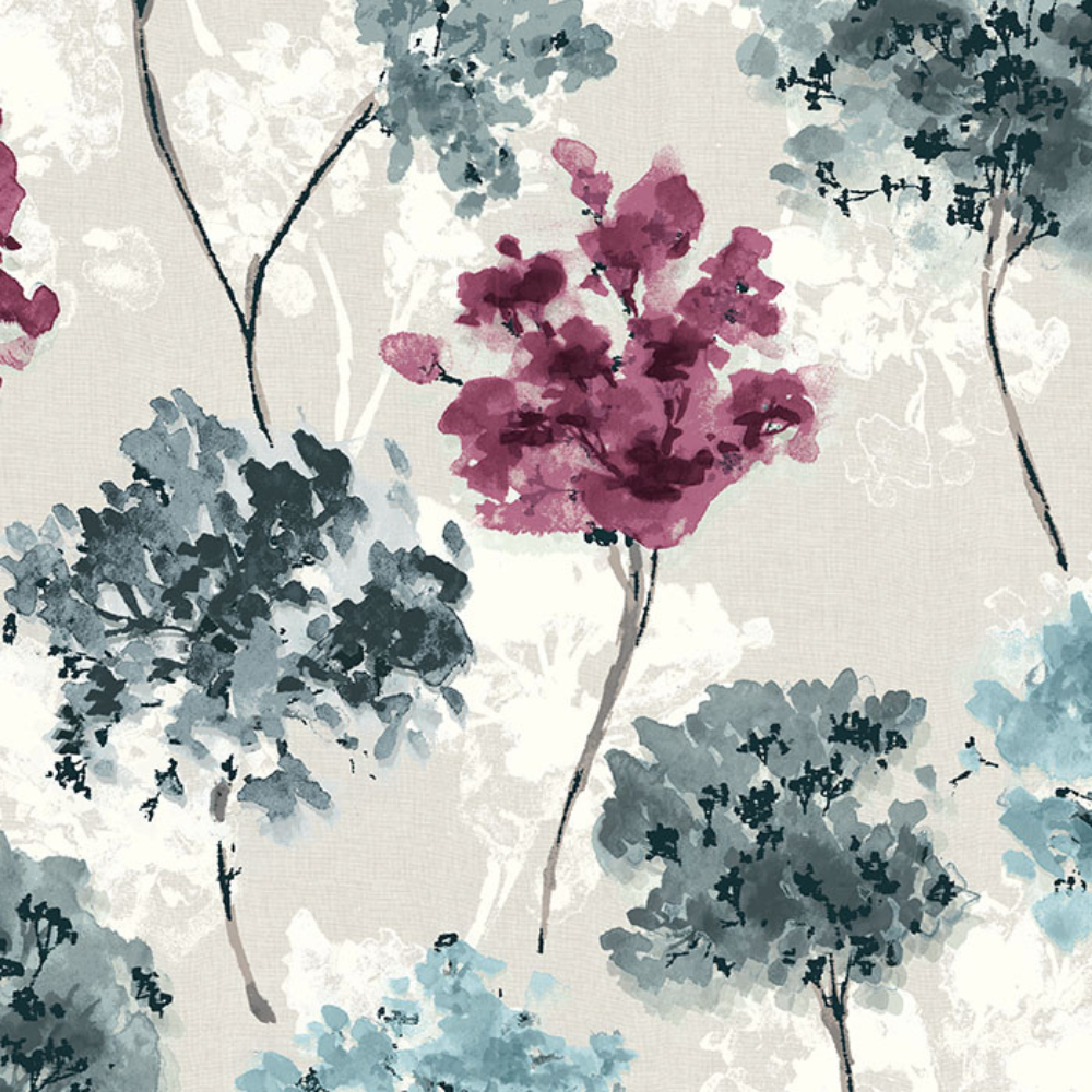 EXPRESSION PRINT POLYESTER ABSTRACT FLOWER MAIN CURTAIN FABRIC