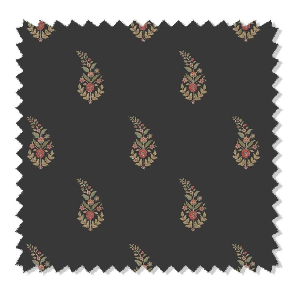 DURBAR VELVET UPHOLSTERY POLYESTER DARK GEOMETRIC FABRICS 911