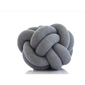 Nodo-Combed Cotton Knitted Knot Pillow Light Grey Melange