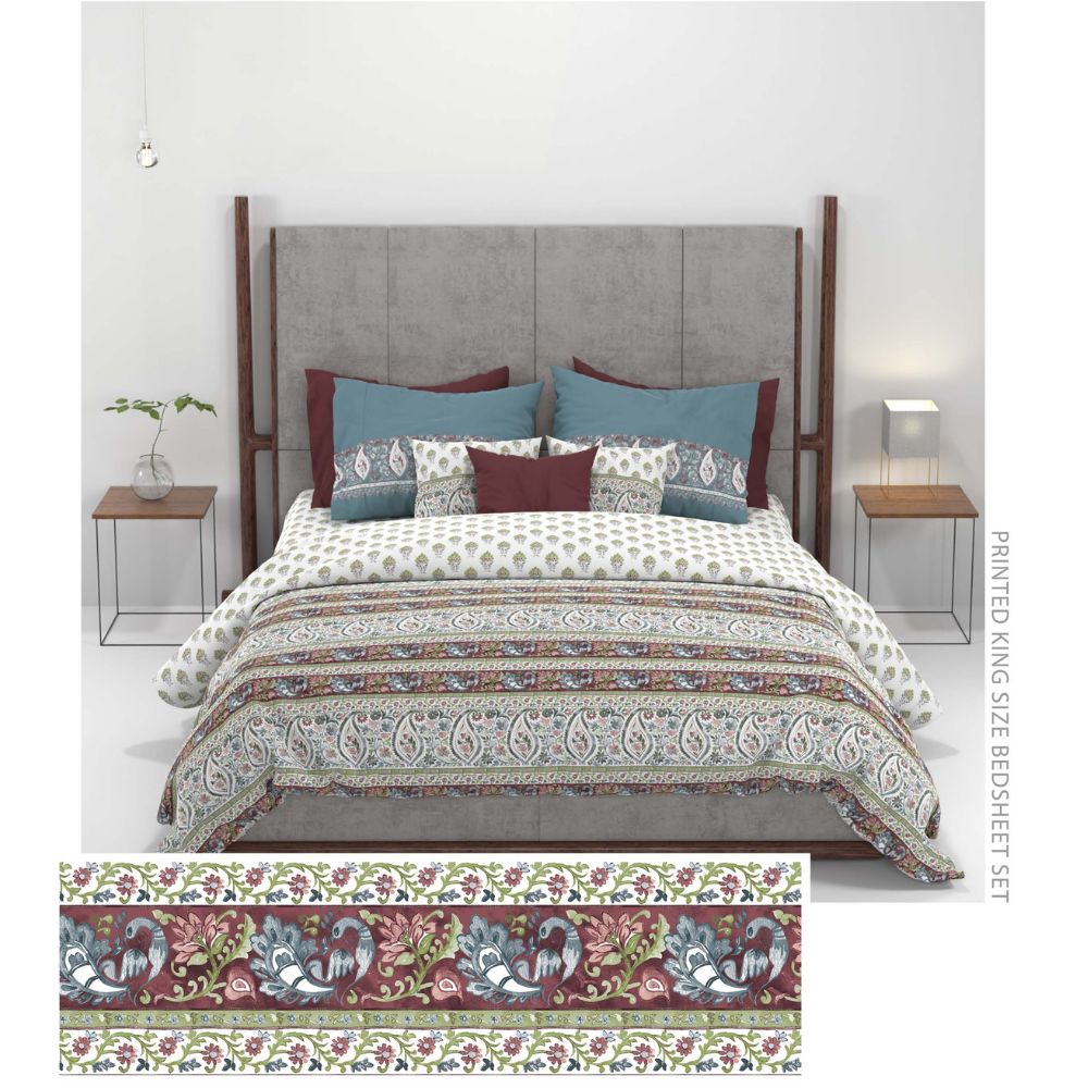 CARNIVAL GOLDBAGH MAROON  KING SIZE BED SHEET
