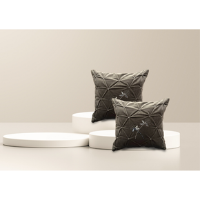 Hand Embroidered Cushion Cover Flap Zip gray