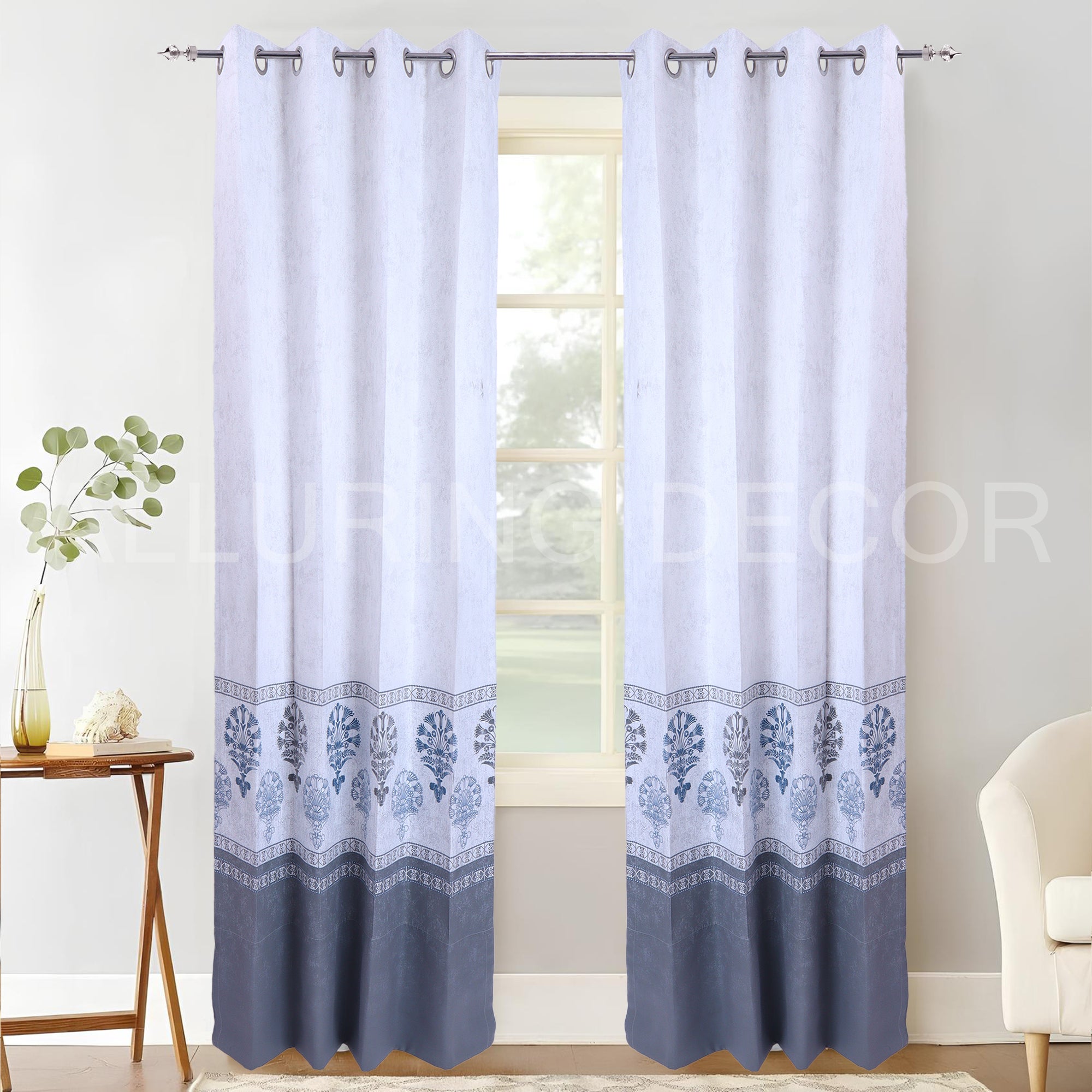 BRUSH & PAINT  ELEGANT  MOTIFS EYELET CURTAIN  FOR LIVING ROOM & BEDROOM