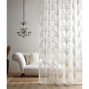 EVA EMBROIDERY WHITE LEAVE  SHEER CURTAIN FABRICS 1301